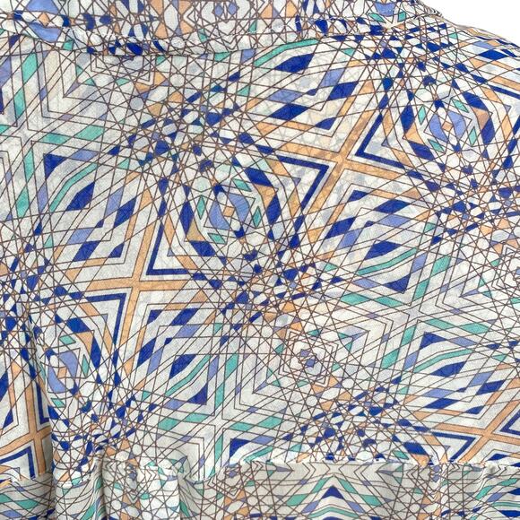 Free People Easy Rider Sheer Geometric Button Down Top SZ M - Picture 5 of 9